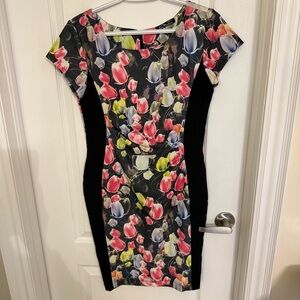 Vibrant Tulip Print Mini Dress